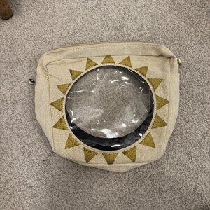 Sephora Gold Beige Shimmer Summer Canvas Chic Travel Case Sun Zip